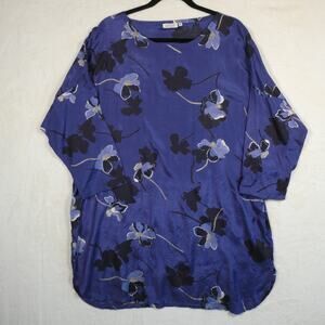 Masai Copenhagen Blue Grey Floral Tunic Size M Boho Flowy Whimsigoth Dark